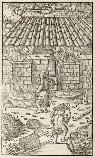 A,B. Two furnaces. C. Tap- holes of furn… PROFESSIONS & TRADES