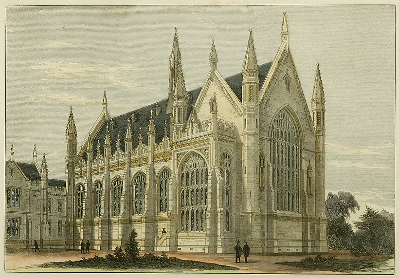 Wilson Hall, Melbourne - Antique Print from 1887