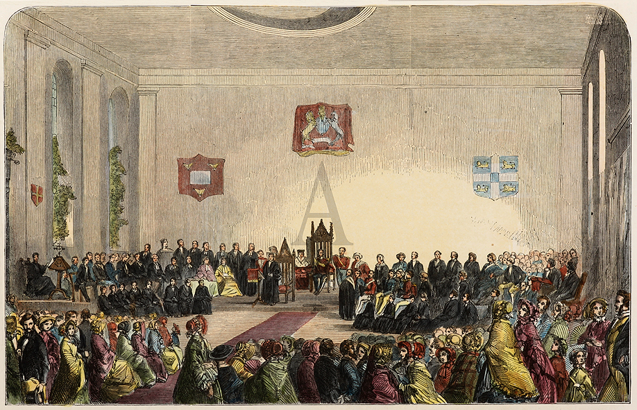 Inauguration of the University of Sydney (Sydney Grammar) - Antique Print from 1853