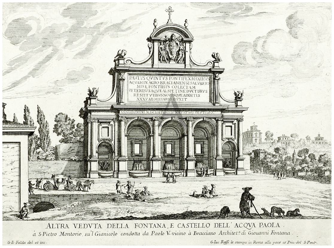 Altra Veduta Della Fontana E Castello Dell Acqua Paola - Antique Print from 1692