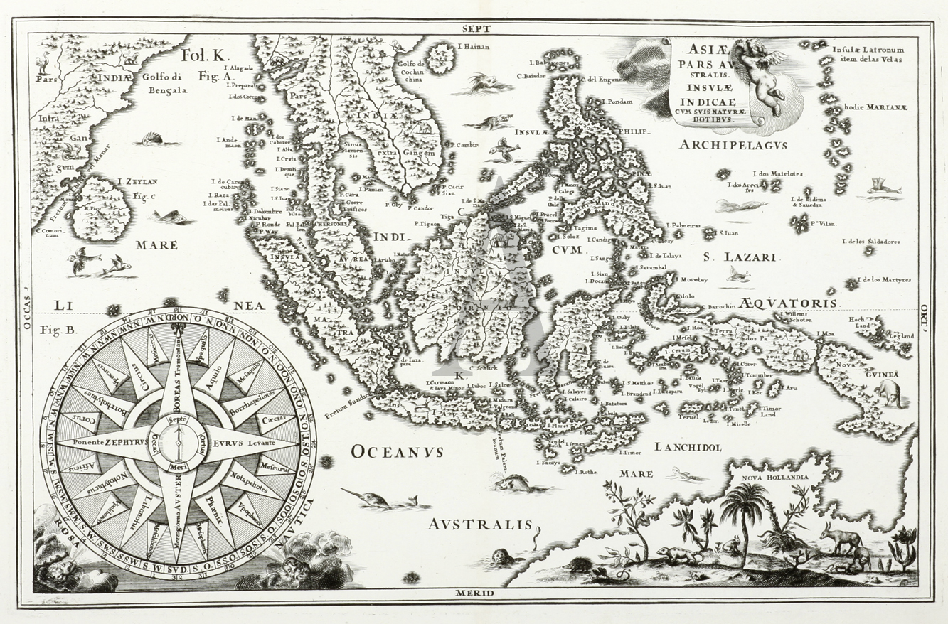 Asiae pars Australis insulae indicae cum suis naturae dotibus - Antique Print from 1710