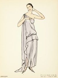 GRECQUE Cette robe pour les bains de mer est faile dans le lainage de Rodier "chevrons laine.