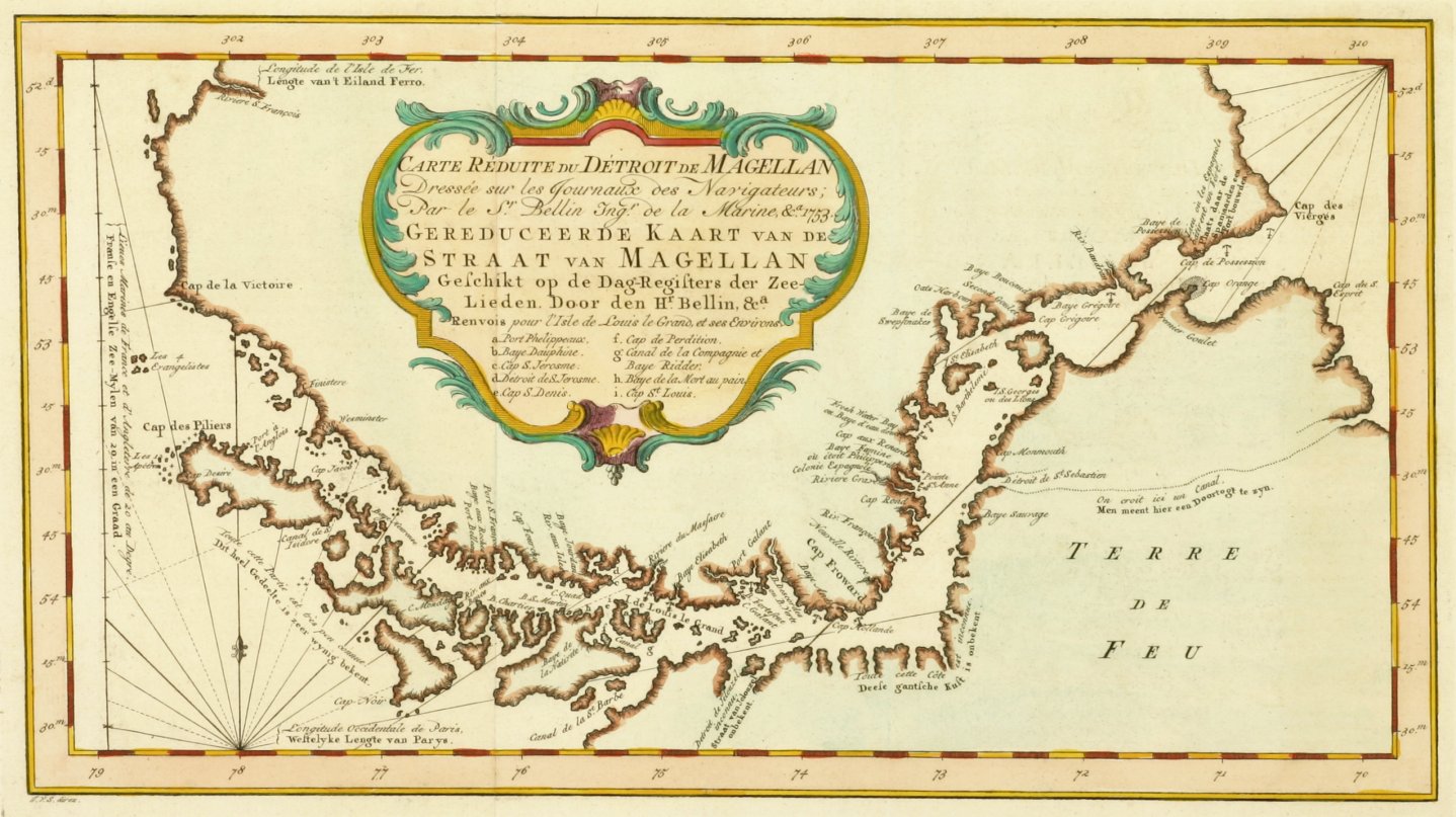Carte Reduite Du Detroit de Magellan - Antique Print from 1764
