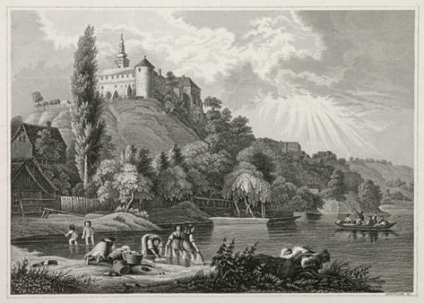 The Castle And Monastery Of Illock - Antique Print from 1845