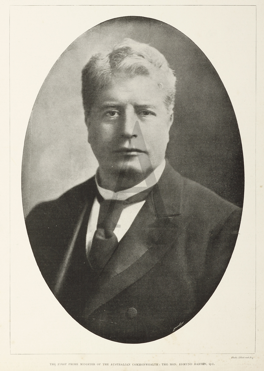 The First Prime Minister of the Australian Commonwealth: The Hon. Edmund Barton, Q.C. - Antique Print from 1901
