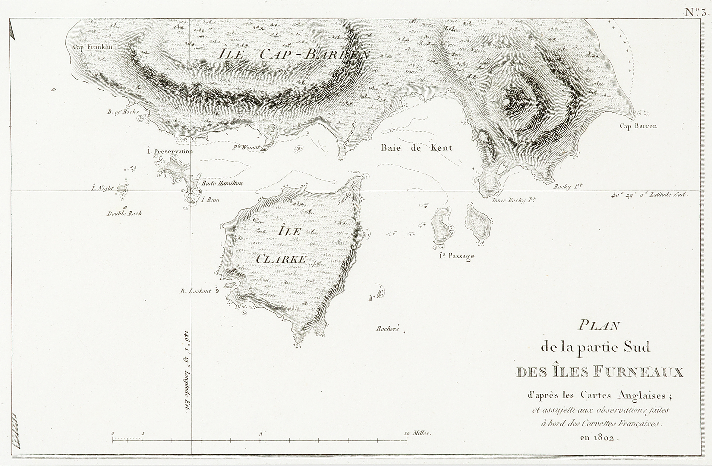 Plan de la partie Sud des Iles Furneaux - Antique Print from 1808