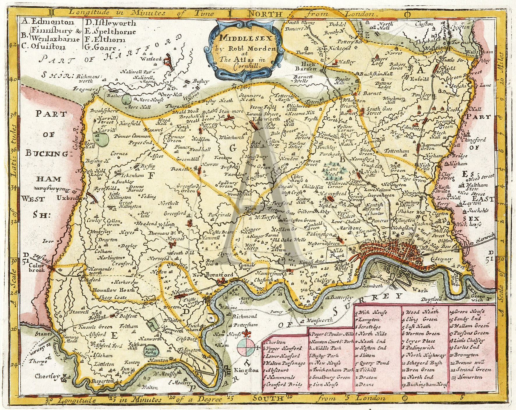 Middlesex - Antique Print from 1701