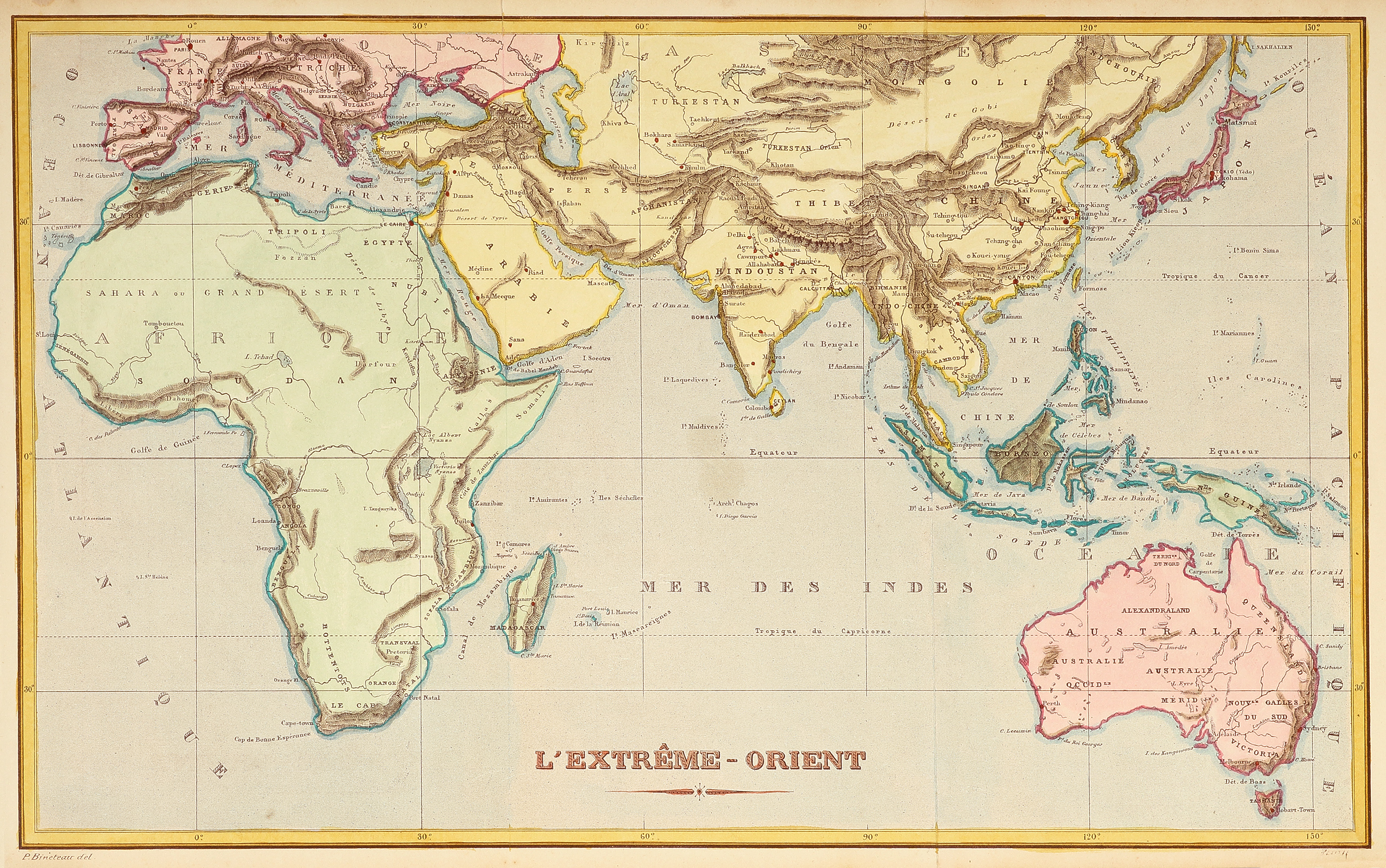 L'Extreme-Orient. - Antique Print from 1889