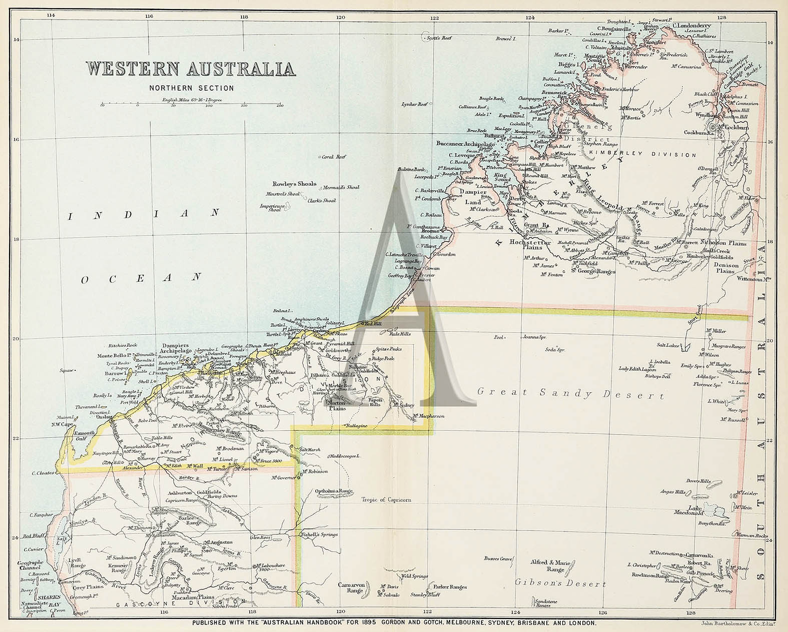 Western Australia Northern Section - Antique Map from 1895