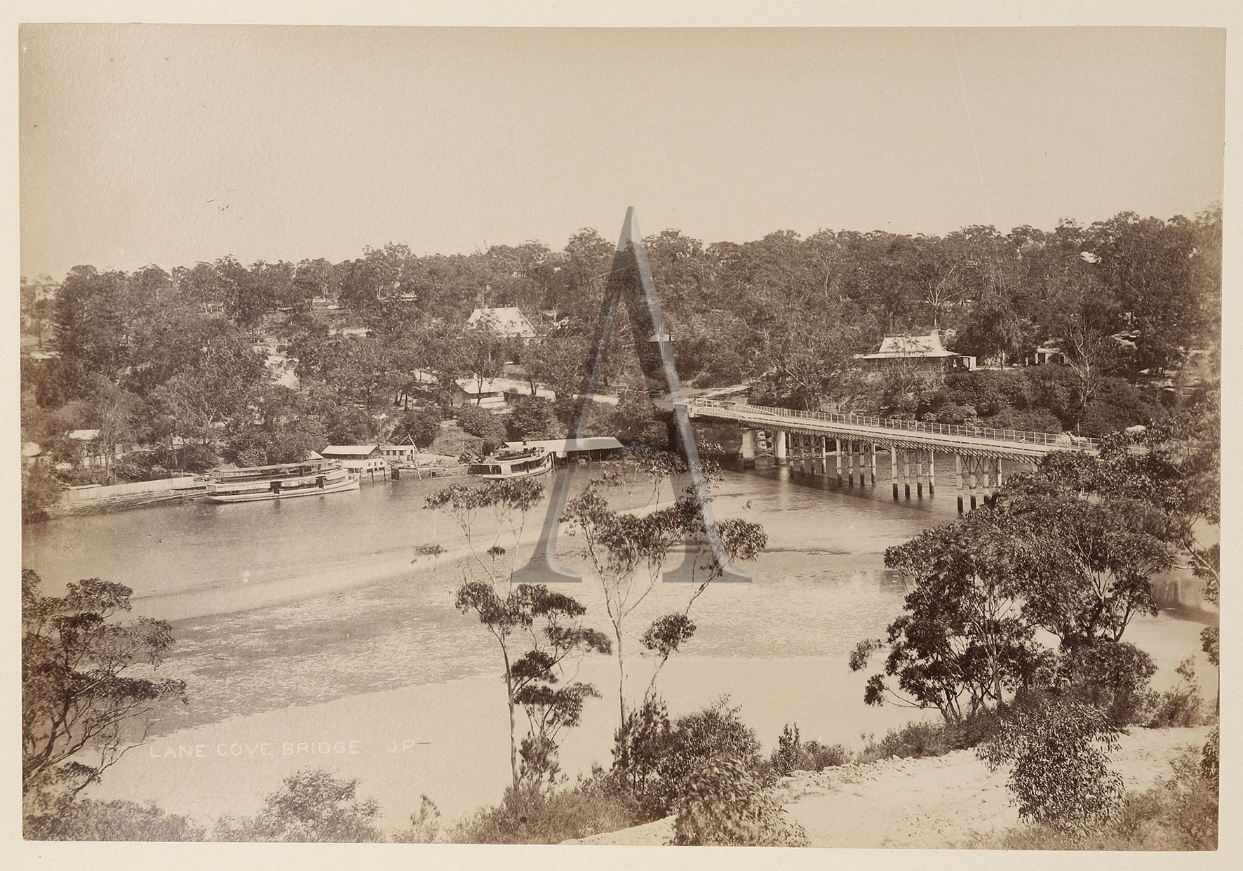 Lane Cove Bridge. - Antique Print from 1885