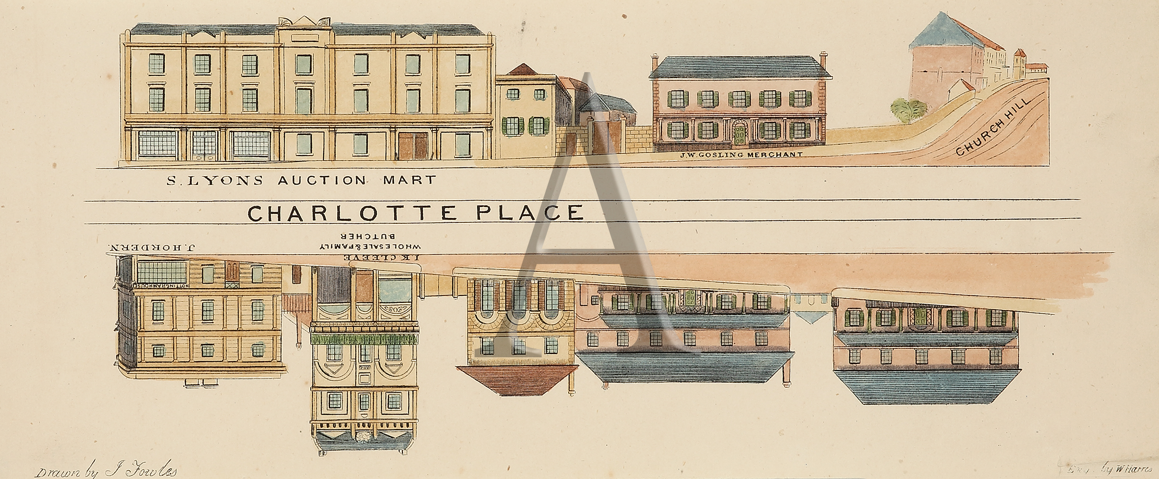 Charlotte Place - Antique Print from 1878