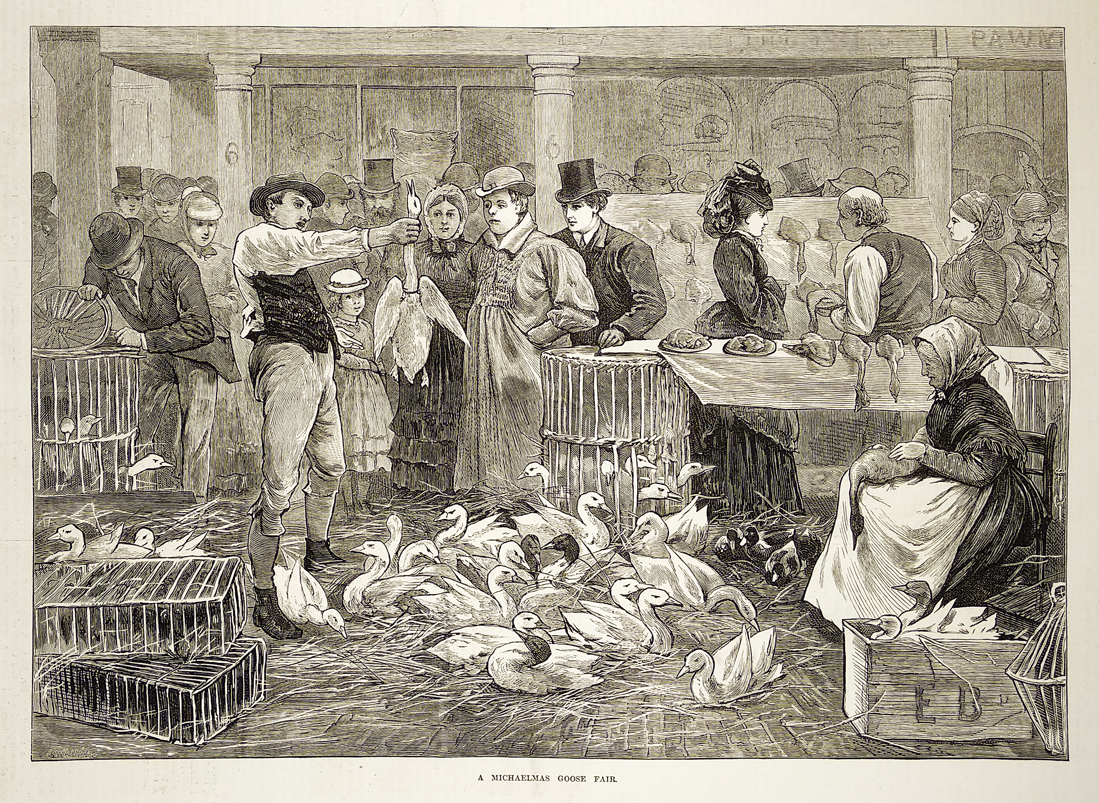 A Michaelmas goose fair. - Antique Print from 1873