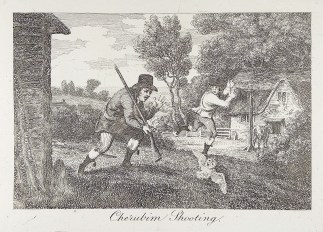 Cherubim shooting. Hunting - Big game, deer, fox etc