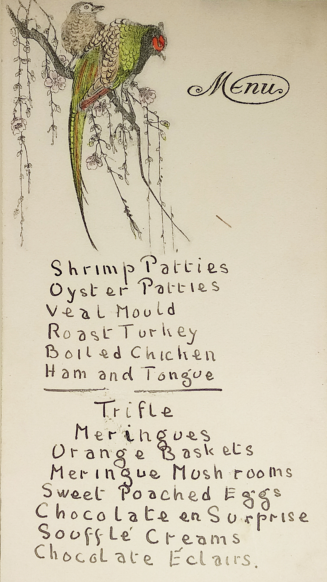 Menu: Shrimp Patties... - Vintage Print from 1930