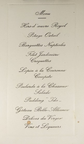 A l’occasion du mariage de Gilbert… MENUS & DINNER INVITATIONS