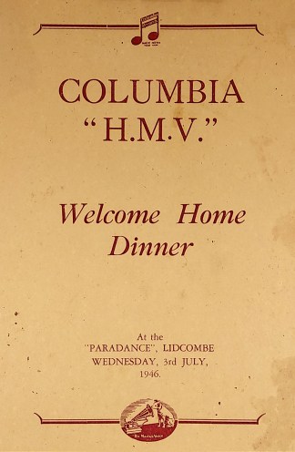 Columbia “H.M.V”. Welcome Ho… MENUS & DINNER INVITATIONS
