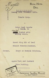 Menu: Royal Hotel Deal. Luncheon.