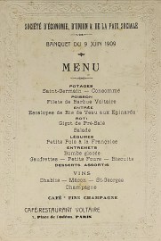Société d’économie, d’union & de la paix sociale. MENUS & DINNER INVITATIONS Société d'économie, d'union & de la paix sociale.