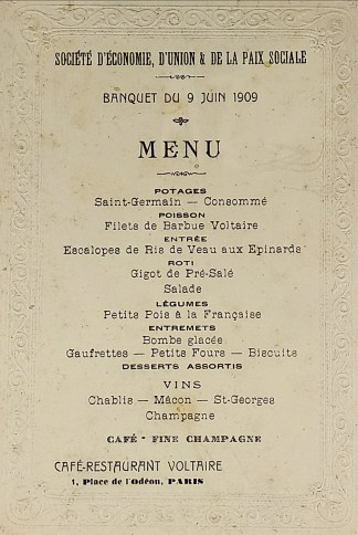 Société d’économie, d’union … MENUS & DINNER INVITATIONS