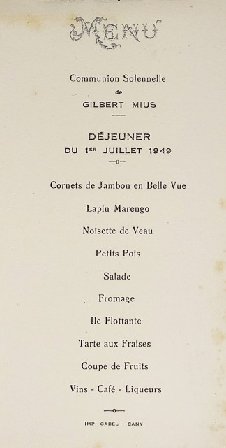 Communion Solennelle de Gilbert Mius. [1… MENUS & DINNER INVITATIONS