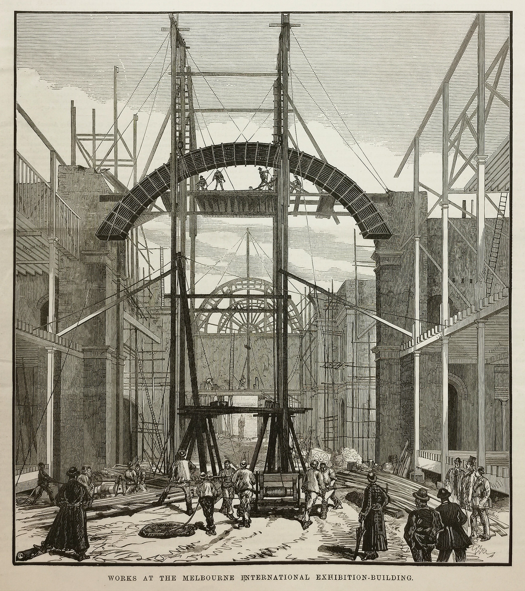 Works at the Melbourne International Exhibition-Building. - Antique View from 1879