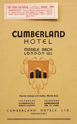 Menu: Cumberland Hotel. Marble Arch. Lon… MENUS & DINNER INVITATIONS