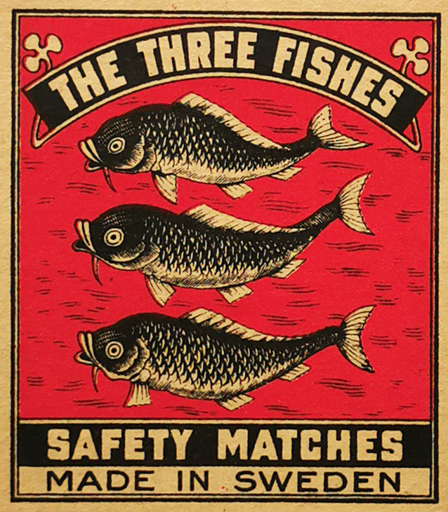The Three Fishes - Antique Print from 1920