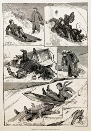 Pleasures of winter: tobogganning in Surrey.