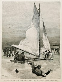 Ice Yachting on Loch Cobbinshaw - " Ready about" - Result, "Man overboard"