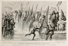 Sailing race on skates on the Muggelsee, near Berlin