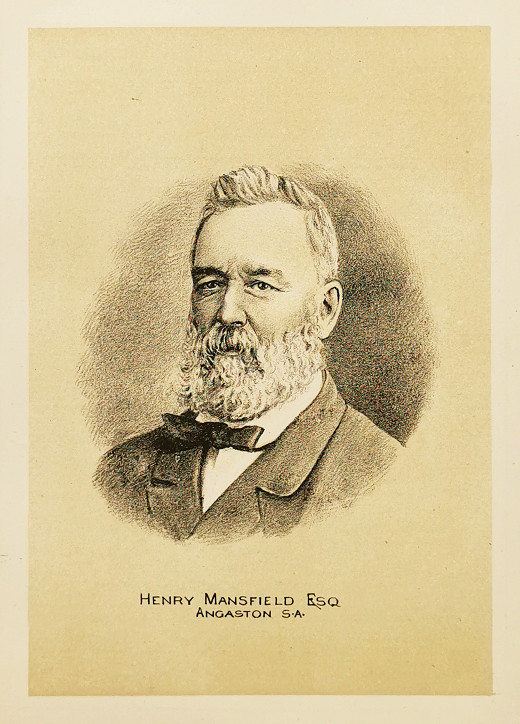 Henry Mansfield Esq. Angaston S.A. - Antique Print from 1889