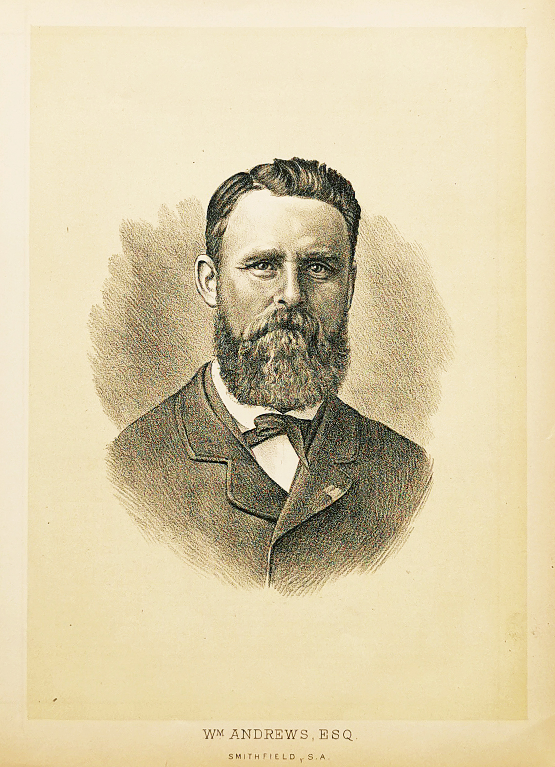 Wm. Andrews, Esq. Smithfield, S.A. - Antique Print from 1889
