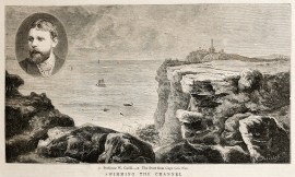 Swimming The Channel .Professor W. Cavill. The Start from Cape Gris Nez.