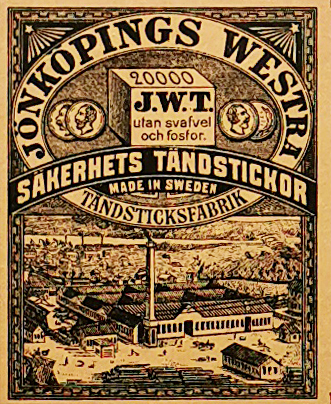 Jonkopings Westra. 20000 J.W.T utan svafvel och fosfor. - Antique Print from 1900