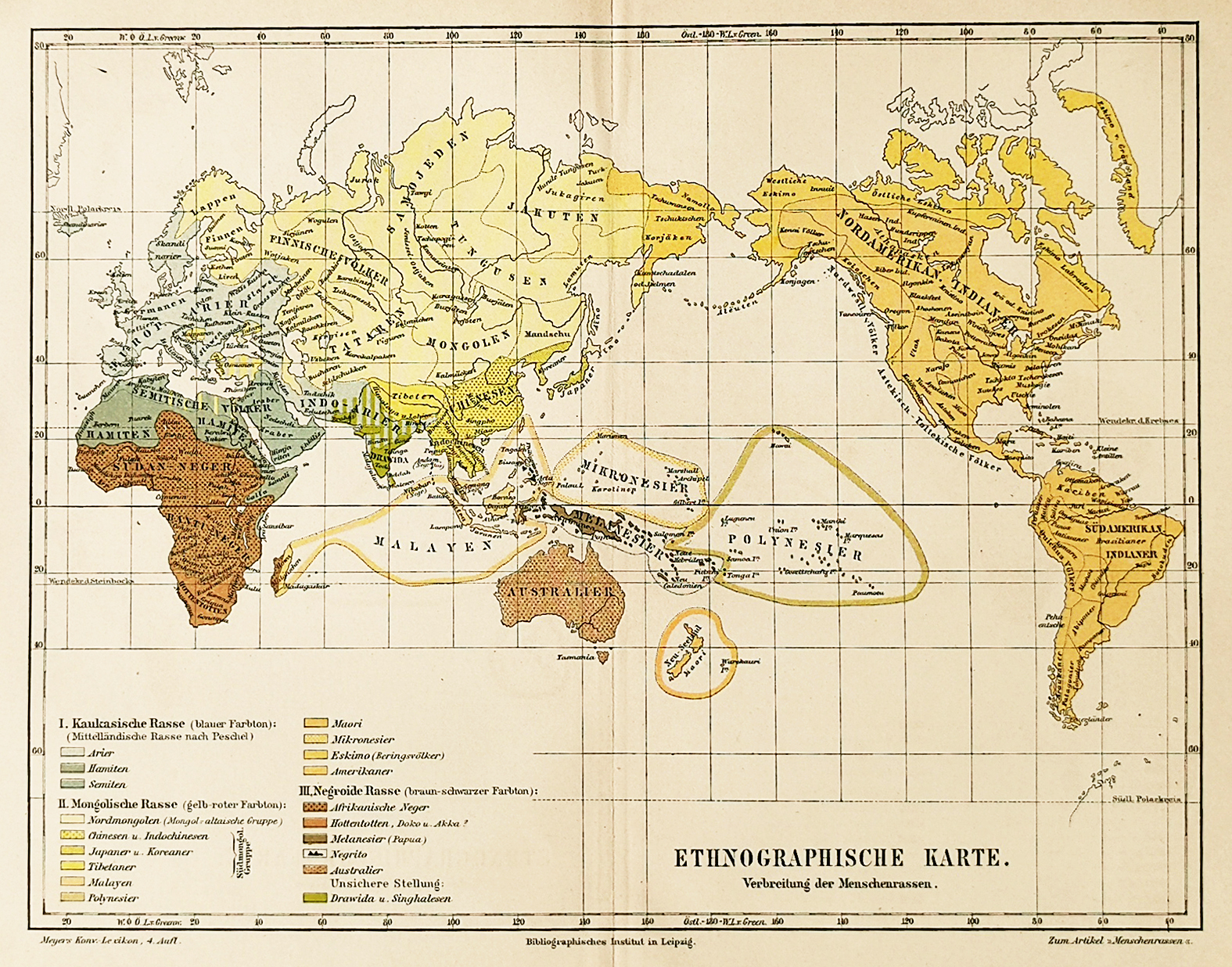 Ethongraphische Karte. - Antique Map from 1895