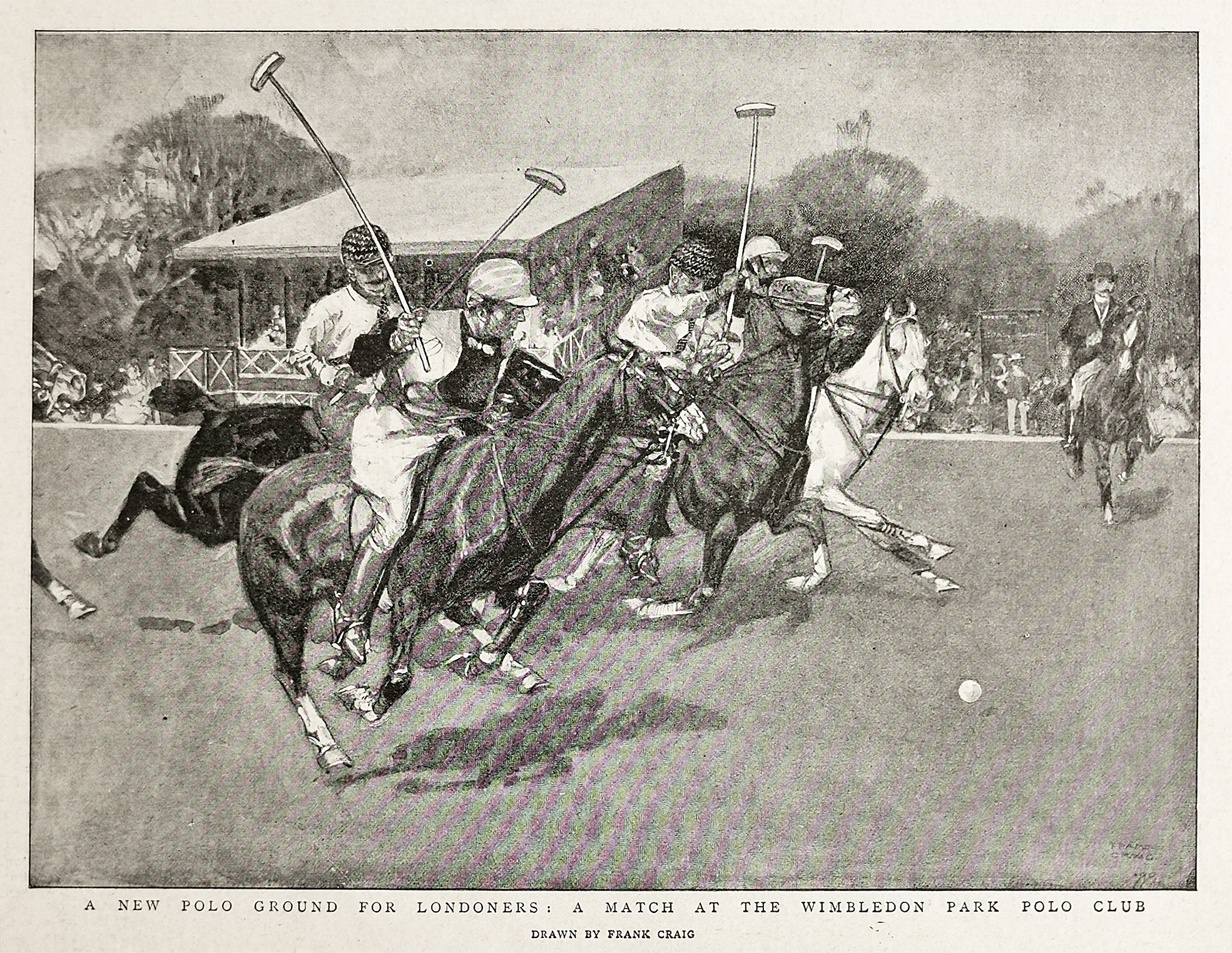 A New Polo Ground for Londoners: a Match at the Wimbledon Park Polo Club. - Antique Print from 1899