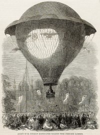 Ascent of M Godard's Montgolfier Balloon from Cremorne Gardens.