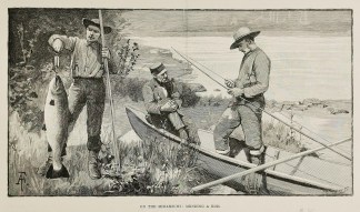 On the Miramichi: mending a rod. Canada On the Miramichi: mending a rod. Canada