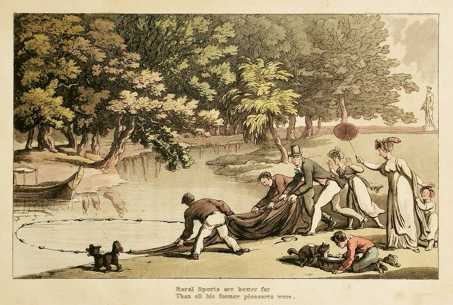 Rural sports are better far than all his former pleasures were. - Antique Print from 1817
