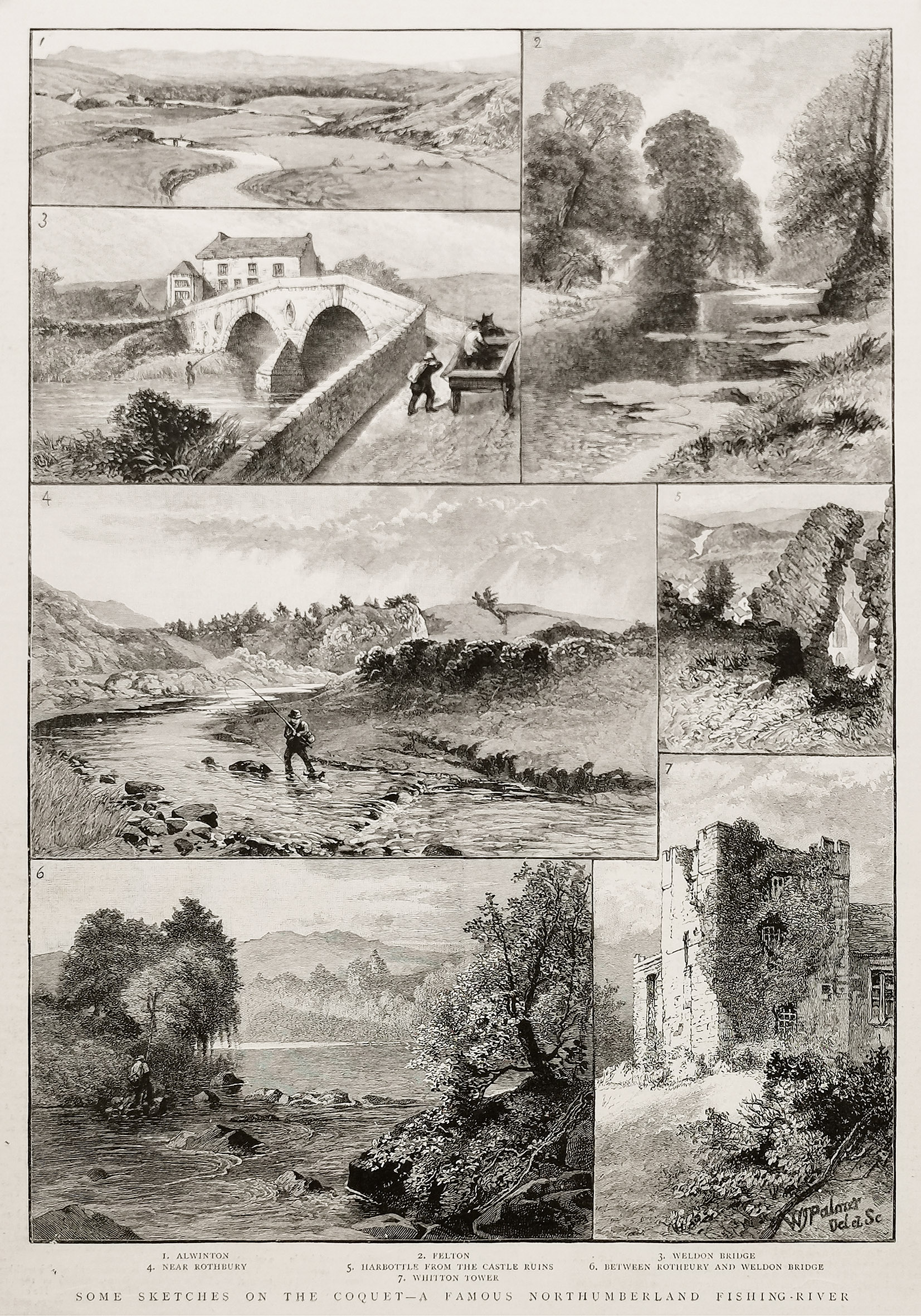 Some Sketches on the Coquet, a Famous Northumberland Fishing-River. - Antique Print from 1892