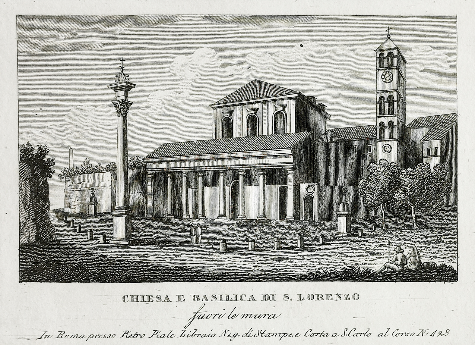 Chiesa E Basilica Di S. Lorenzo - Antique Print from 1826