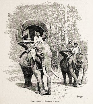 Cambodge – éléphants de route. General / Global