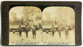 A Native Village, near Rubiana, Solomon Islands, with some natives in the foreground posing for the camera. Foreign photographs A Native Village, near Rubiana, Solomon Islands, with some natives in the foreground posing for the camera.