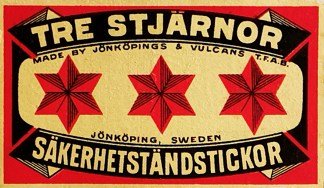 Tre Stjarnor. MATCHBOX LABELS