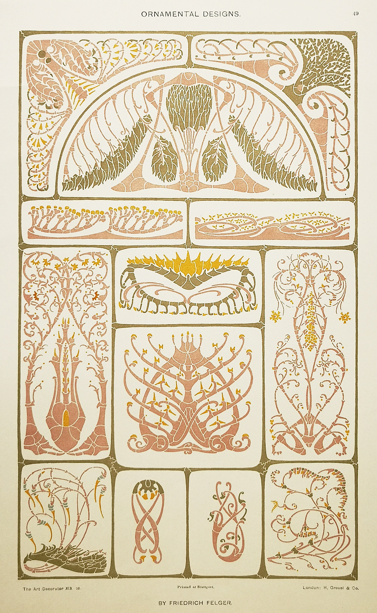ornamental-designs-friedrich-felger - Antique Print from 1880