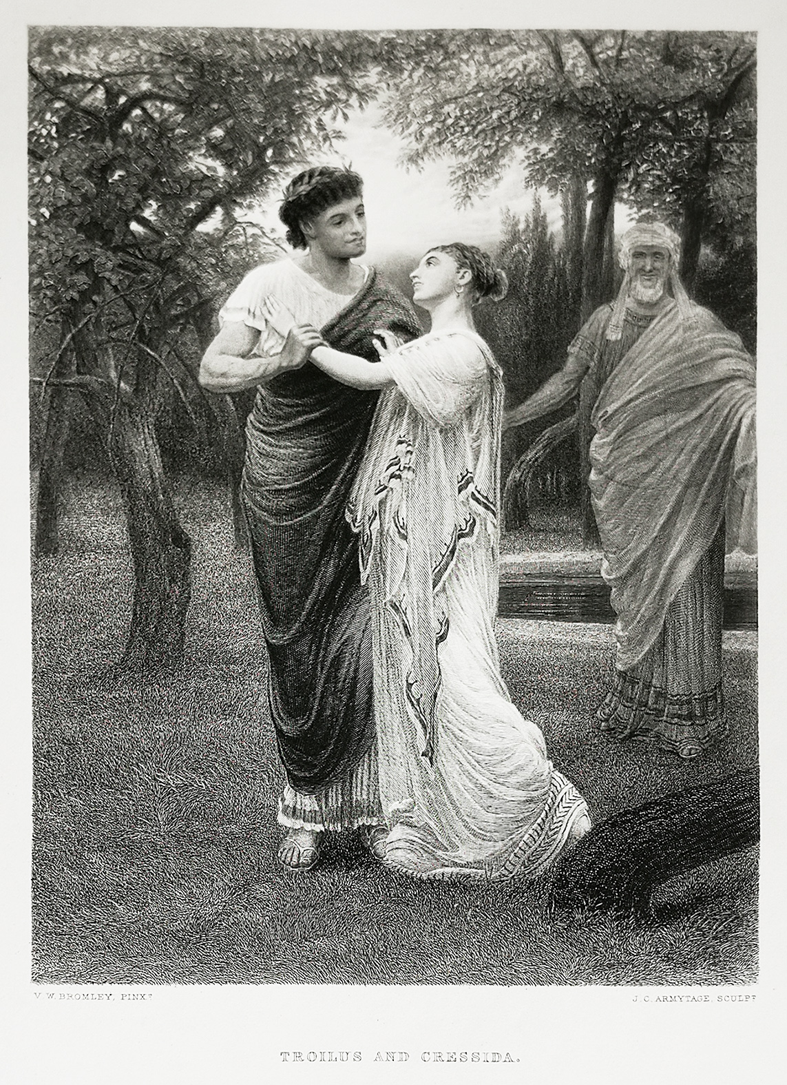 Troilus and Cressida. - Antique Print from 1874