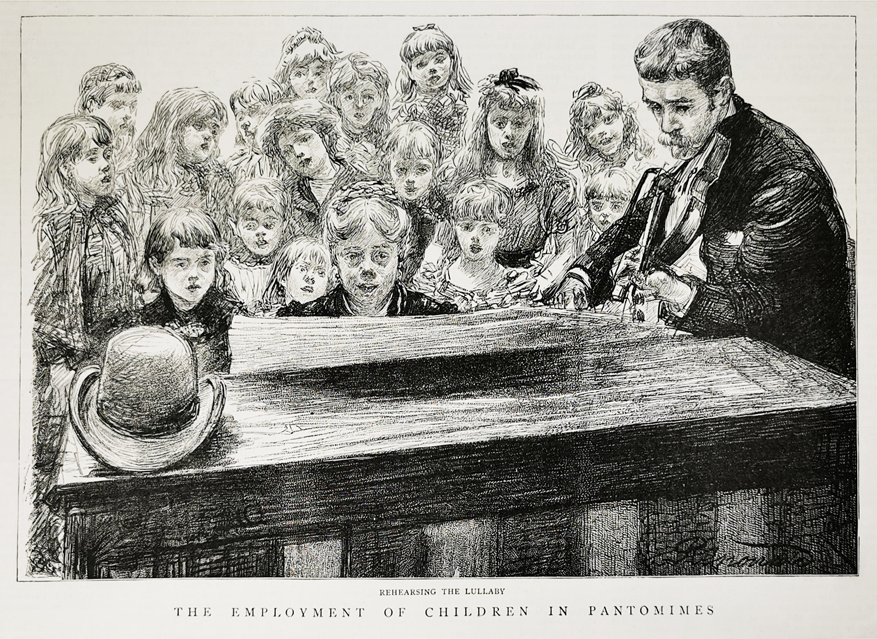 The Employment of Children in Pantomimes. - Antique Print from 1889