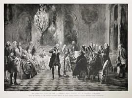 Frederick The Great playing the flute at a Court Concert. Music Frederick The Great playing the flute at a Court Concert.