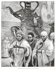 Buddhist Monks at the Entrance to Ku-Shan Monastery China Buddhist Monks at the Entrance to Ku-Shan Monastery