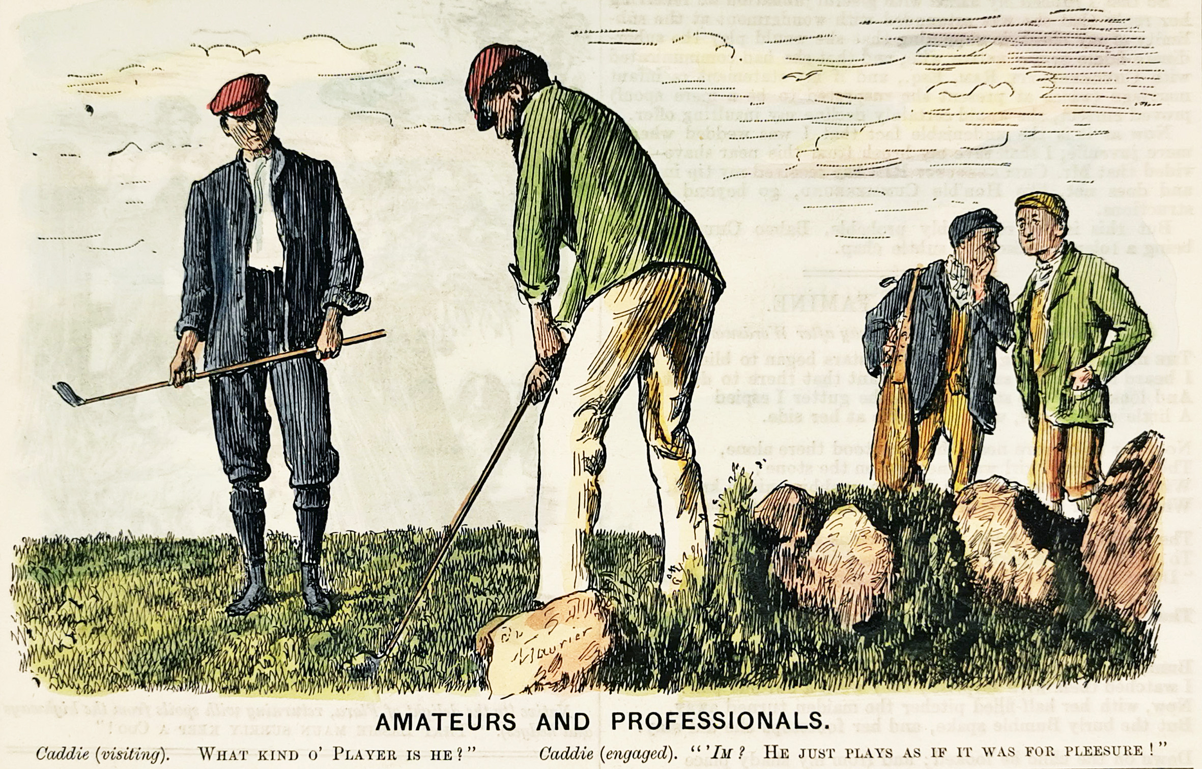 Amateurs and Professionals. - Antique Print from 1896